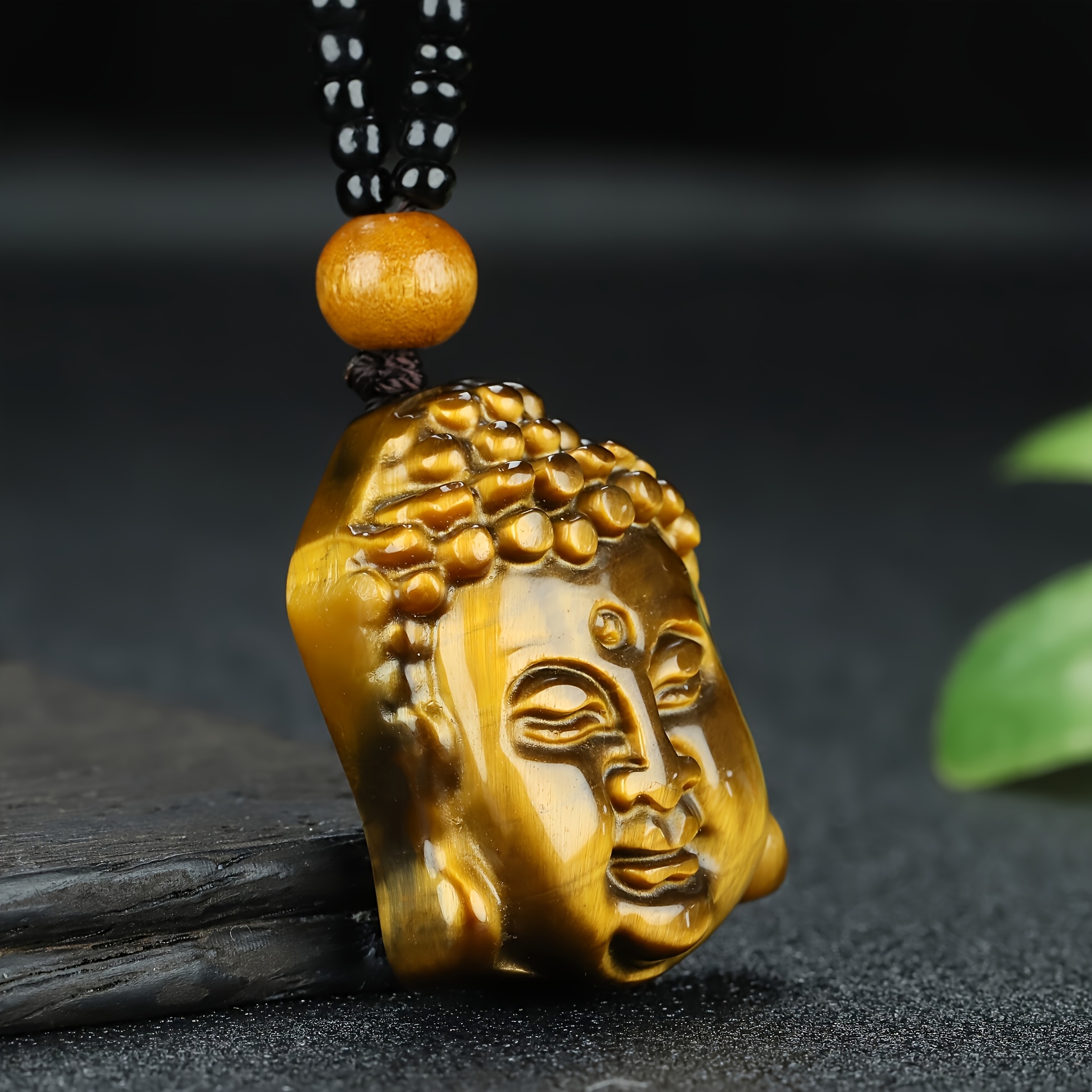Natural Tiger Eye Stone Character Pendant Necklace